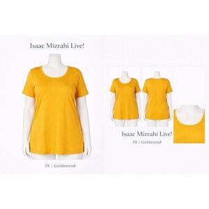Isaac Mizrahi Live Womens 3X Scoop Neck Knit T-Shirt Short Sleeve Golden A257404